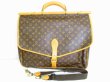 Photo1: LOUIS VUITTON Monogram Leather Brown Hand Bag Sac Chasse w/Strap #7045