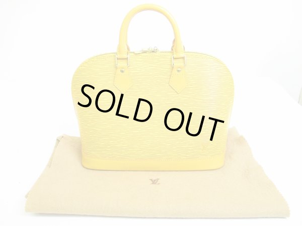 Photo1: LOUIS VUITTON Epi Yellow Leather Hand Bag Purse Alma #7049