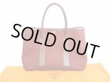 Photo: HERMES Canvas and Leather Red Brown Hand Bag Purse Garden Party PM #7078