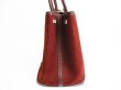 Photo4: HERMES Canvas and Leather Red Brown Hand Bag Purse Garden Party PM #7078