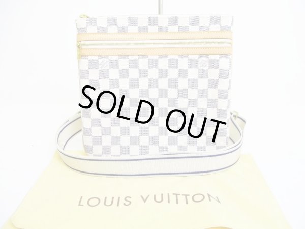 Photo1: LOUIS VUITTON Azur White Leather Crossbody Bag Purse Pohette Bosphore #7126