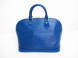 Photo1: LOUIS VUITTON Epi Blue Leather Hand Bag Purse Alma #7127