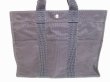 Photo2: HERMES Gray Canvas Her Line Hand Bag Tote Bag MM Purse #7128