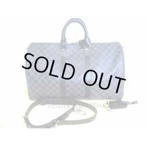 Photo: LOUIS VUITTON Damier Graphite Leather Gym Bag Keepall 45 Bandouliere #7203