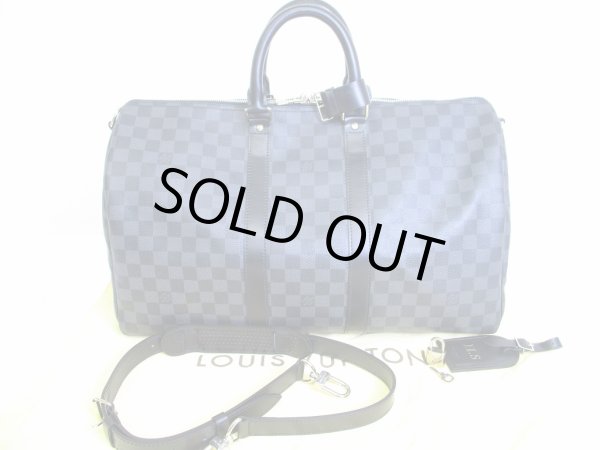 Photo1: LOUIS VUITTON Damier Graphite Leather Gym Bag Keepall 45 Bandouliere #7203