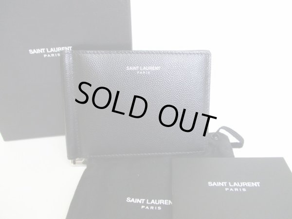 Photo1: Saint Laurent Paris Black Leather Bifold Bill Wallet Purse #7219