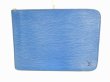 Photo1: LOUIS VUITTON Epi Blue Leather Clutch Bag Document Case Purse #7222