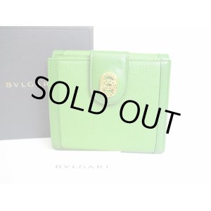 Photo: BVLGARI Olive Green Leather 2 Folds Bifold Women Wallet #7236