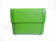 Photo2: BVLGARI Olive Green Leather 2 Folds Bifold Women Wallet #7236