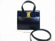 Photo1: Salvatore Ferragamo Vara Navy Blue Leather Hand Bag 2Way Bag w/Strap #7257