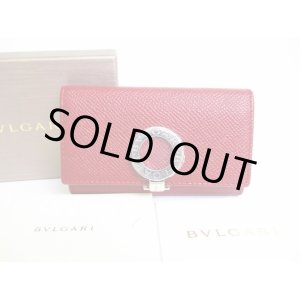 Photo: BVLGARI Ruby Red Leather Logo Clip 6 Pics Key Cases #7261