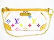 Photo1: LOUIS VUITTON Multicolor White Leather Pouch Pochette Mira MM #7271