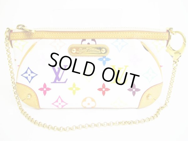 Photo1: LOUIS VUITTON Multicolor White Leather Pouch Pochette Mira MM #7271