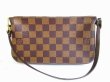 Photo1: LOUIS VUITTON Damier Brown Leather Accessories Pouch Pochette #7272