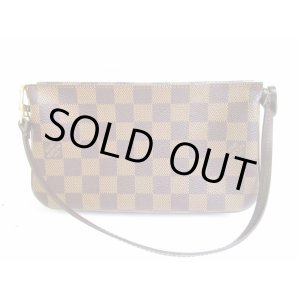 Photo: LOUIS VUITTON Damier Brown Leather Accessories Pouch Pochette #7272