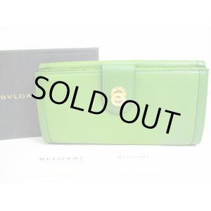 Photo: BVLGARI Olive Green Leather Gold HW Bifold Long Wallet #7282