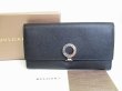 Photo1: BVLGARI Black Leather Logo Clip Bifold Long Wallet #7288