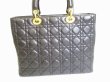 Photo2: Christian Dior Black Leather Hand Bag Lady Dior Cannage Large w/Strap #7298