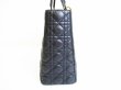 Photo3: Christian Dior Black Leather Hand Bag Lady Dior Cannage Large w/Strap #7298