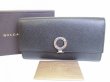 Photo1: BVLGARI Black Leather Logo Clip Bifold Long Wallet #7307