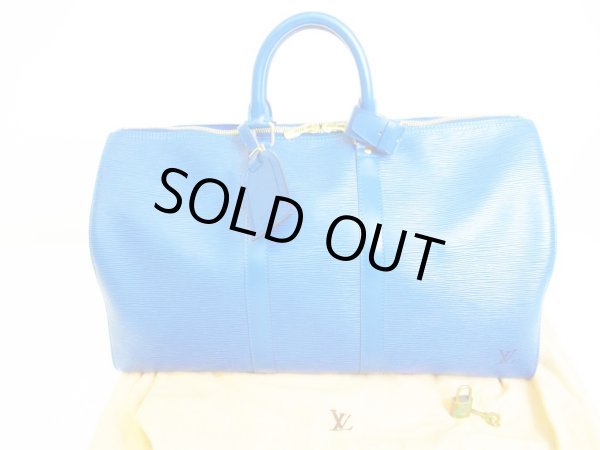 Photo1: LOUIS VUITTON Epi Blue Leather Duffle & Gym Bag Hand Bag Keepall 45 #7308