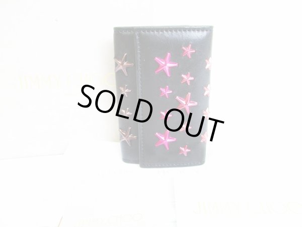 Photo1: Jimmy Choo Multicolor Stars Grainy Leather 6 Pics Key Case #7351