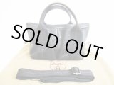 Photo: HERMES Black Leather Hand Bag Caravan Horizontal PM w/Strap #7369