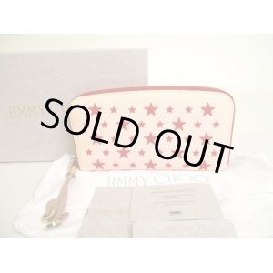 Photo: Jimmy Choo Red Rubber Stars Light Pink Canvas Zip Around Wallet Purse #7402