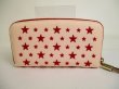 Photo2: Jimmy Choo Red Rubber Stars Light Pink Canvas Zip Around Wallet Purse #7402