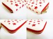 Photo7: Jimmy Choo Red Rubber Stars Light Pink Canvas Zip Around Wallet Purse #7402