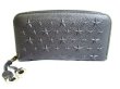 Photo1: Jimmy Choo Black Embossed Stars Leather Zip Around Wallet Purse #7410