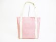 Photo2: BVLGARI Pink Canvas White Leather Logo Mania Tote Bag w/Pouch #7432