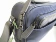 Photo9: HUNTING WORLD Navy Blue Nylon Black Leather Crossbody Bag Purse #7435