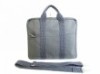 Photo1: HERMES Gray Canvas Her Line Briefcase PC Case Hand Bag w/Strap #7525