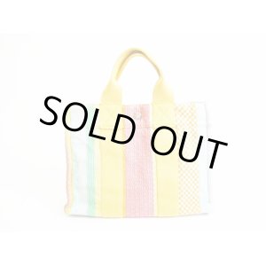 Photo: HERMES Limited Multicolor Canvas Hand Bag Tote Bag Purse Fourre-tout PM #7529