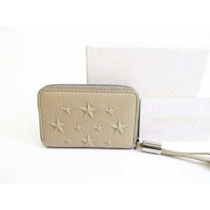 Photo: Jimmy Choo Embossed Stars Beige Leather Round Zip Coin Purse #7566