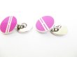 Photo2: HERMES H Motif Silver Plated Pink Cufflinks Cuffs #7607