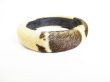 Photo3: BOTTEGA BENETA Brown & Beige Fur Black Leather Bracelet Bangle #7613