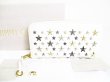 Photo1: Jimmy Choo Metal Stars White Leather Round Zip Wallet Purse #7615