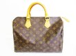 Photo1: LOUIS VUITTON Monogram Brown Leather Hand Bag Purse Speedy 30 #7616