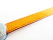 Photo2: HERME Serie Orange & Black Leather Bracelet #7627