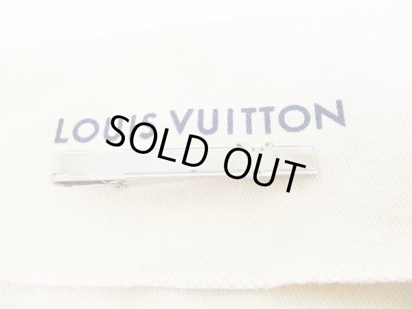 Photo1: LOUIS VUITTON Silver Steel LV Motif Necktie Pin #7644