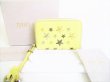 Photo1: Jimmy Choo Metal Stars Cream Yellow Leather Round Zip Coin Purse #7656