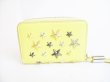 Photo2: Jimmy Choo Metal Stars Cream Yellow Leather Round Zip Coin Purse #7656