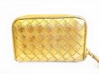 Photo2: BOTTEGA VENETA Intrecciato Gold Leather Round Zip Coin Purse #7683