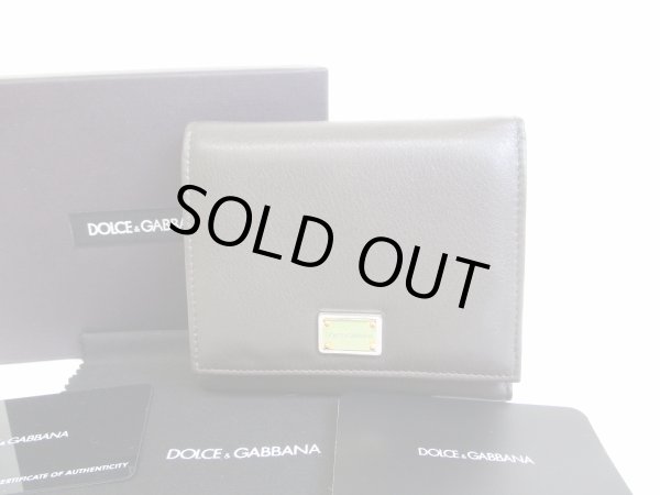 Photo1: DOLCE&GABBANA Dark Brown Leather Trifold Wallet Purse #7691