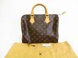 Photo1: LOUIS VUITTON Monogram Brown Leather Hand Bag Purse Speedy 30 #7716