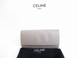 Photo: CELINE Gray Leather Large Flap Wallet Bifold Long Wallet #7734