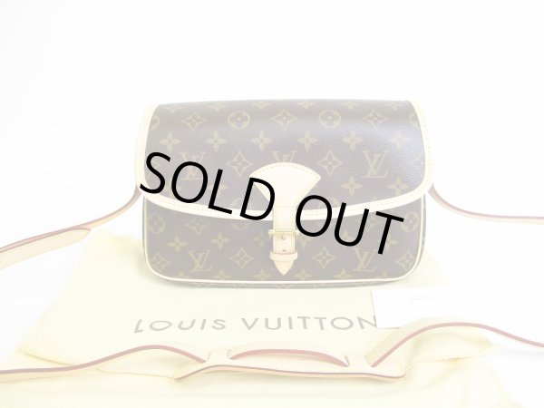 Photo1: LOUIS VUITTON Monogram Brown Leather Crossbody Bag Purse Sologne #7749