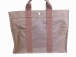 Photo2: HERMES Brown Canvas Her Line Hand Bag Tot Bag MM Purse #7764